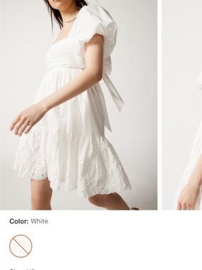 En Saison Juliet White Puff-Sleeve Eyelet Mini Dress